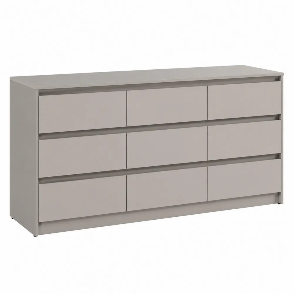 Kommode mit 8 Schubladen aus MDF Grau 160x45x80cm