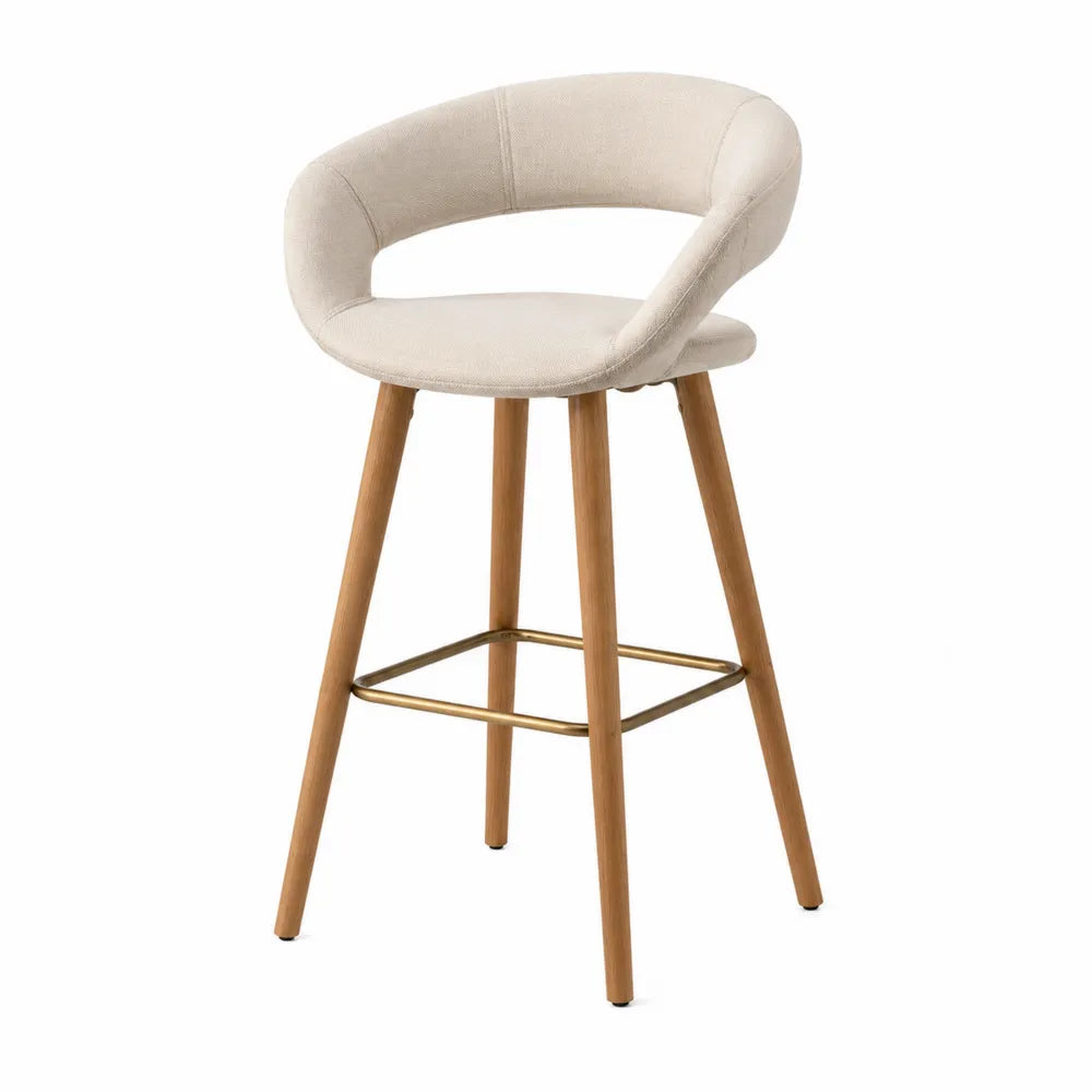Barhocker Stoff Holz Beige 100 cm