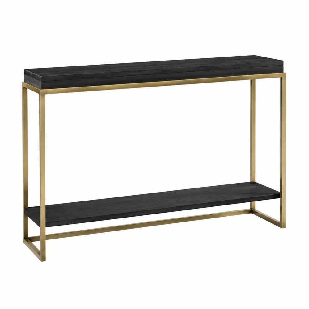 Konsolentisch Eichenholz Metall Schwarz Gold 120cm