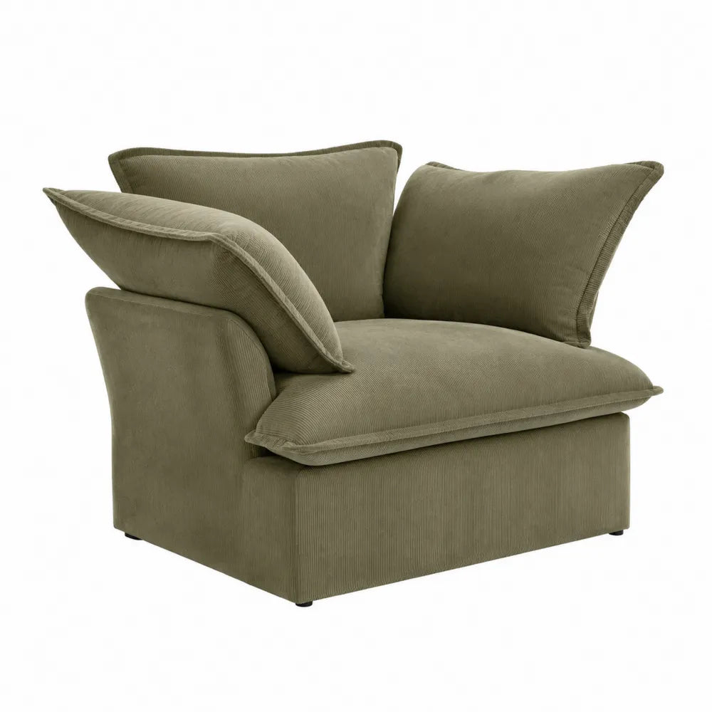 Modulares Cord-Ecksofa Olivgrün
