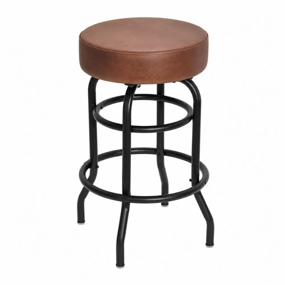 Barhocker Metallrahmen mit PU-Ledersitz Braun 65cm