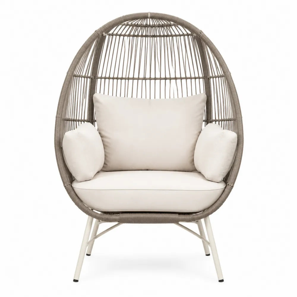 Outdoor-Ei-Stuhl Rattan Stahl Polyester Beige