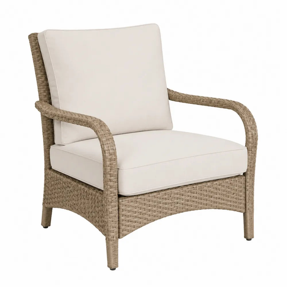 Polyethylen Rattan Gartensessel mit Kissen Beige