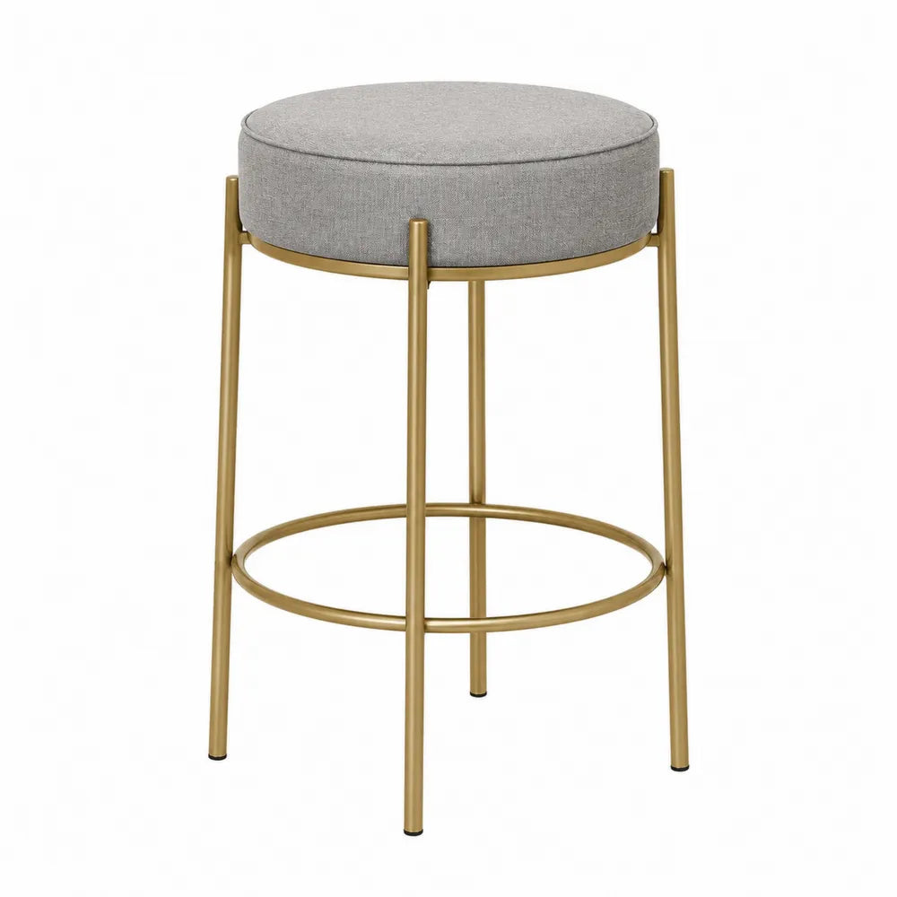 Barhocker mit Stahlrahmen und grauer Polsterung, 70 cm