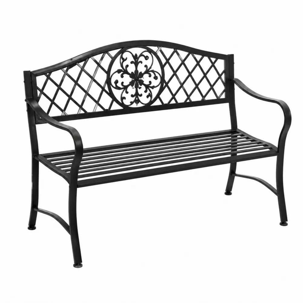 Gartenbank Stahl Schwarz 128x50x90 cm